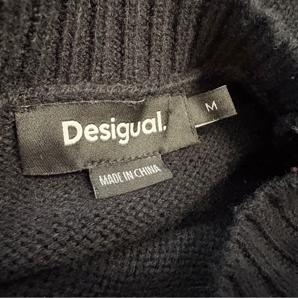 Desigual X Christian Lacroix Oversized Sequin Pullover Sweater Floral Black Sz M - Picture 7 of 9